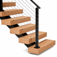 Système de garde-corps industriel pour escalier, poteau carré noir, main courante inclinée en acier inoxydable pour escalier intérieur de villa, loft ou maison