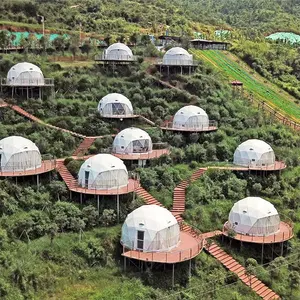 Barraca de cúpula geodésica exterior personalizada 6M 7M 8M luxuosa para glamping em PVC Resort Hotel Casa Cúpula para venda