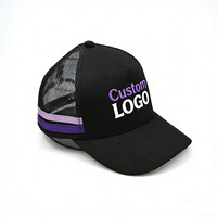 Casquette de baseball en coton respirant avec logo personnalisé brodé, 5 panneaux, style trucker marine, avec 2 bandes