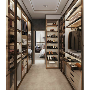 Armoire moderne en bois 2026 avec portes coulissantes, miroir et éclairage intégrés, couleur personnalisable, mobilier <span class=keywords><strong>de</strong></span> chambre à coucher - Product Image 2
