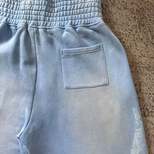 Erkek yüksek kalite % 100% pamuk koşu pantolonları 400gsm geniş düz boynuz tasarım özel boy düz bel spor için - Product Image 6