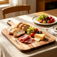 Planche à découper en bois d'acacia, planche de service rectangulaire avec poignée, articles de cuisine personnalisés