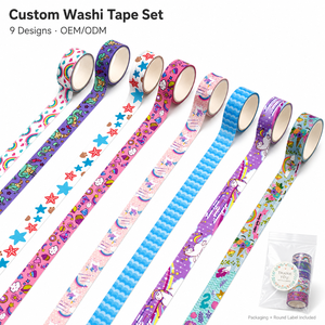 Ensemble de rubans washi kawaii personnalisés avec emballage et étiquette ronde pour journal, agenda, scrapbooking, bricolage - Product Image 1