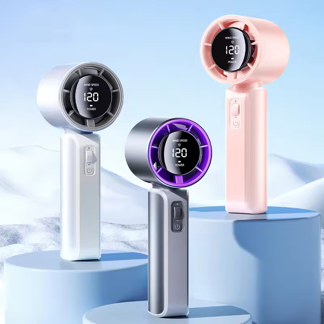 Mini Turbo Fan 120 Speed Brushless Motor USB C Rechargeable Digital Display Portable Handheld Cooler Outdoor Travel