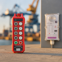 Remote Kontrol Radio Industri Tahan Air IP67 Merah 8 Tombol Kecepatan Tunggal Tri-Proof dengan Kunci untuk Overhead Crane