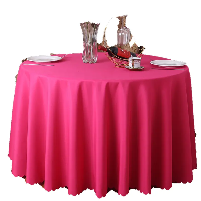 Wholesale polyester tablecloth Hotel banquet wedding round table cloth Round wedding solid color white table cloth