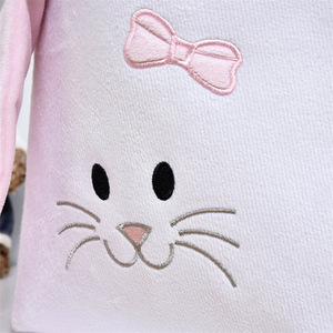 Sac à main de Pâques brodé avec des oreilles de lapin, tissu en velours de carotte et décorations d'œufs, paniers de Pâques durables à main - Product Image 5