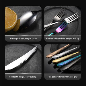 Couverts <span class=keywords><strong>à</strong></span> pois en <span class=keywords><strong>métal</strong></span>, service de couverts de luxe en titane doré pour mariage, couverts de restaurant en acier inoxydable - Product Image 3