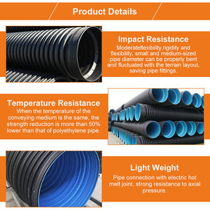 Tubería corrugada <span class=keywords><strong>HDPE</strong></span> de doble pared <span class=keywords><strong>HDPE</strong></span> para drenaje y <span class=keywords><strong>alcantarillado</strong></span>, tubería de drenaje y <span class=keywords><strong>alcantarillado</strong></span> - Product Image 2