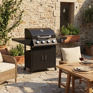 Grill a Gas Propano da 50.000 BTU con 4 Bruciatori e Fornello Laterale, Barbecue Portatile su Carrello per Giardino, Patio, Campeggio - Product Image 4