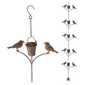 Chaîne de pluie décorative noire à motif d'oiseau attrayant pour gouttières de jardin et arrosage - Product Image 2