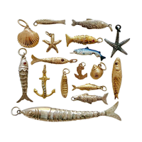 Collier en acier inoxydable plaqué or en émail coloré coquillage de poisson animal de mer breloques en laiton pour la fabrication de bijoux pour enfants