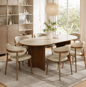 Tavolo da Pranzo in Stile Nordico Retrò per 6 Persone, <span class=keywords><strong>Design</strong></span> Moderno in Legno, Tavolo Ovale per <span class=keywords><strong>Cucina</strong></span>, Hotel e Casa - Product Image 2