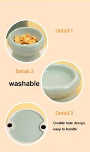 Anufacturer-cuenco cervical de Alta protección para pies, cuenco de agua potable para mascotas, cuenco de pétalos de cerámica verde y blanco para <span class=keywords><strong>perros</strong></span> y gatos - Product Image 5