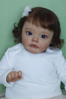 NPK-Muñeca Reborn de tamaño Real para niños, juguete de muñeca de 60CM de alta calidad, con pintura 3D hecha a mano, tono de piel, pelo marrón enrutado a mano, 3 meses