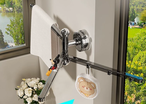 Support de rangement mural rotatif moderne-Organisateur à <span class=keywords><strong>ventouse</strong></span> réglable multipolaire, étagère de cuisine et de salon sans perçage - Product Image 6