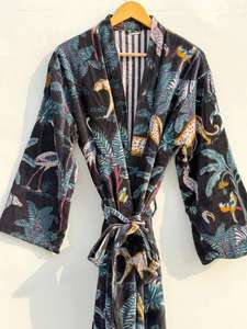 Chaqueta Larga de Invierno para Mujer, Estilo Bomber, con Estampado Animal, de Terciopelo Negro, con Cierre de Cinturón, Estilo Boho para la Playa - Product Image 3