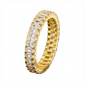 Dropshipping 4mm Oval Cut Moissanite Eternity <b>Ring</b> 925 Sterling <b>Silver</b> Rhodium Plated Prong Setting VVS Moissanite Diamond <b>Ring</b> - Product Image 2