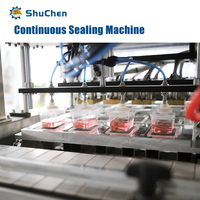 Machine de remplissage et de scellage automatique continue Shuchen pour barquettes, machine d'emballage de gobelets pour ligne alimentaire, machine de scellage de contenants de boissons