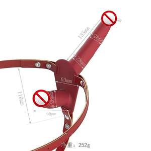 Dildo <span class=keywords><strong>Doble</strong></span> de Cuero para Lesbianas, Bragas con Dildo, Juguetes Sexuales para Mujeres, Dildo con Correa de <span class=keywords><strong>Doble</strong></span> Penetración para Parejas - Product Image 2