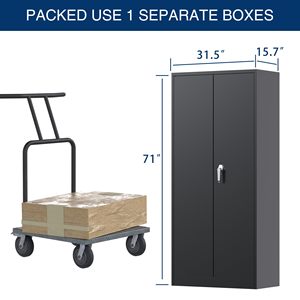 Tủ lưu trữ kim loại với 2 cửa và 4 kệ có thể điều chỉnh, tủ thép cao 71 inch cho nhà kho, nhà để xe, nhà, văn phòng - Product Image 3