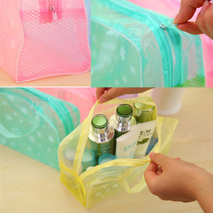 Bolsa organizadora de maquillaje en 5 colores, bolsa de almacenamiento para baño, bolsa de cosméticos de viaje de PVC Floral transparente impermeable para mujer - Product Image 5