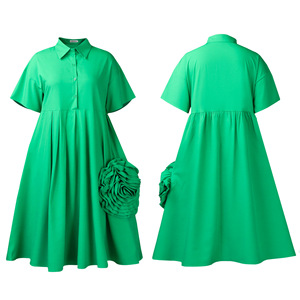 Nouvelle Arrivée D3338 Robes d'<span class=keywords><strong>été</strong></span> décontractées pour femmes à <span class=keywords><strong>manches</strong></span> <span class=keywords><strong>courtes</strong></span>, robes amples à fleurs 3D, <span class=keywords><strong>robe</strong></span> chemise africaine pour femmes - Product Image 6