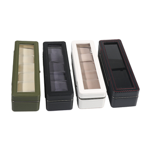 Hộp đựng đồng hồ bằng da PU, viền kim loại 4 màu, 6 ngăn, bên trong lót nhung đẹp, có nắp kính - Product Image 2