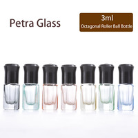 Bouteille à bille roulante octogonale en verre Transparent de 3ml, sous-emballage d'huile éolienne, petite bouteille d'échantillon avec couvercle doré