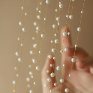 Gargantilla de perlas de cadena de doble capa de acero inoxidable chapado en oro de 18K para mujer, collar de cuentas de perlas delicadas para niñas, <span class=keywords><strong>mamá</strong></span> hawaiana - Product Image 4