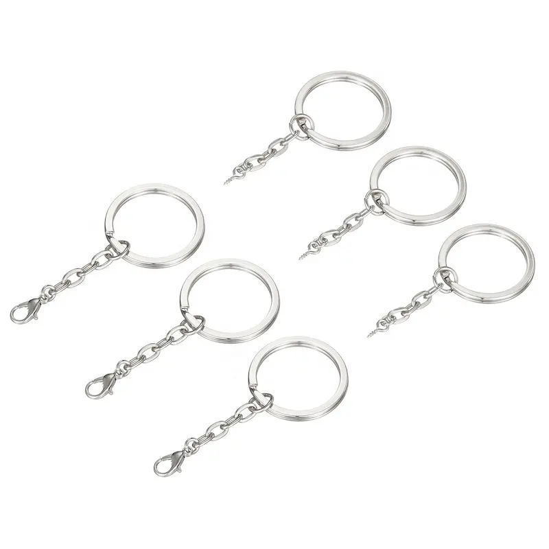 Craft Hardware Accessories Metal Eyelet Lobster Clasp Link Chain Keyring Round Flat Blank Key Ring Chain