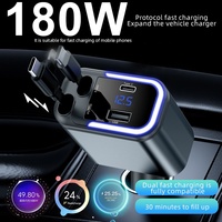 Chargeur de voiture multifonctionnel double avec écran d'éclairage d'ambiance et câble d'extension rapide pour récepteur numérique de voiture