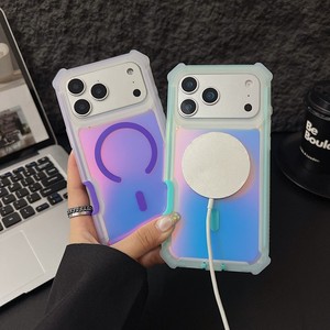 Funda Magnética para Teléfono Móvil con Diseño de Color Neón para iPhone 17 16 15 Pro Max, Textura Degradada Láser, Cubierta Trasera con Amortiguación de Aire - Product Image 3