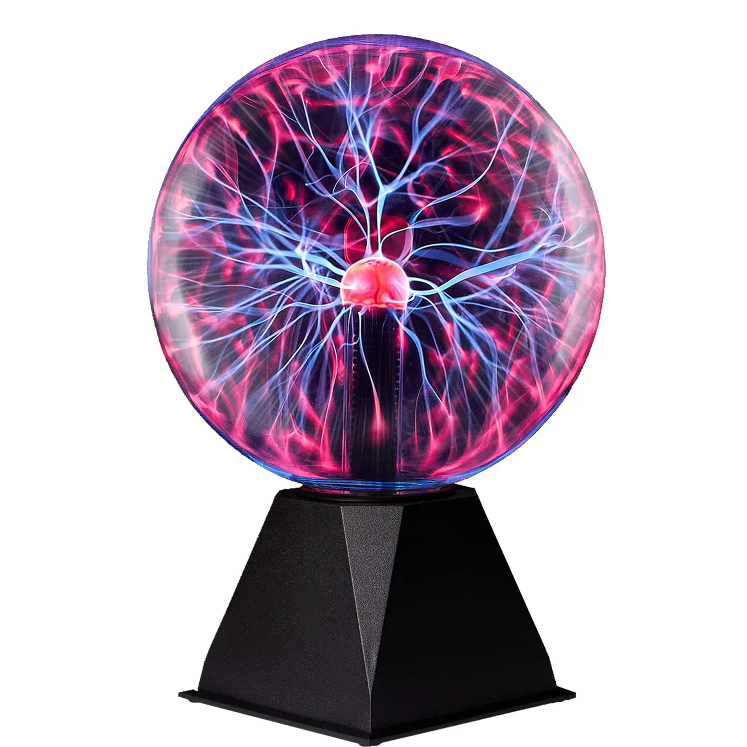 Lámpara mágica de 8 pulgadas con esfera de Cristal de Plasma, luz para fiesta nocturna, atmósfera, Base negra, novedad