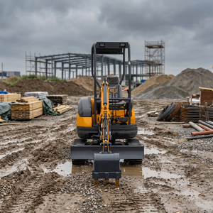 Mini pelle sur chenilles avec marteau hydraulique et tarière pour le creusement de poteaux de clôture et les travaux de bétonnage, couleur personnalisée, OEM ODM - Product Image 1
