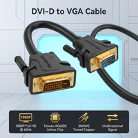 Câble DVI vers VGA professionnel Mindpure 1080P 60Hz, adaptateur actif avec puce AG6202, plaqué or, DVI-D 24+1 mâle vers VGA mâle pour PC