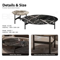Table basse gigogne de luxe Totu Designer avec plateau en marbre naturel à veines uniques et quincaillerie mat bronze canon, mobilier de salon