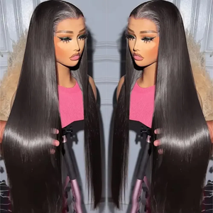 Pelucas <span class=keywords><strong>de</strong></span> Cabello Humano con Frente <span class=keywords><strong>de</strong></span> Encaje 13x6 sin Pegamento, Cabello Camboyano Virgen con Cutícula Alineada, Liso, Línea <span class=keywords><strong>de</strong></span> Cabello Natural, Venta al <span class=keywords><strong>Por</strong></span> <span class=keywords><strong>Mayor</strong></span> - Product Image 5