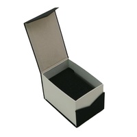 Boîtes à montres en carton haut de gamme personnalisées en gros, à couvercle rabattable, rectangulaires, avec doublure en flanelle abricot et emballage pour montres connectées avec dorure à chaud