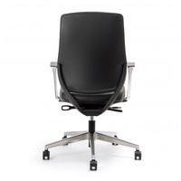 Chaise de bureau de direction pivotante ergonomique moderne, revêtement en cuir PU, accoudoirs fixes, hauteur réglable, base en aluminium