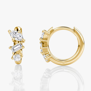 Pendientes de Aro Geométricos con Moissanita VVS GRA, los Más Vendidos, Irregulares, con Tres Piedras, de Latón con Baño de Oro de 14K, Joyería para Uso Diario para Mujer - Product Image 4