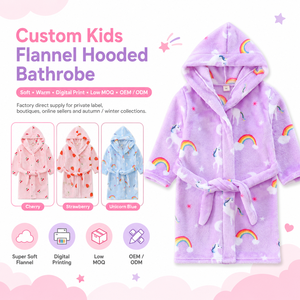 <span class=keywords><strong>Accappatoio</strong></span> in Flanella per Bambini OEM ODM, Morbido e Caldo con Cappuccio e Stampe Carine, Abbigliamento da Casa Autunnale - Product Image 3