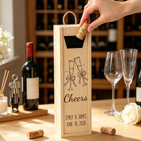 Boîte cadeau en bois pour vin, porte-bouteille personnalisé avec fenêtre découpée pour mariage, cérémonie, fête, événement, emballage pour invités