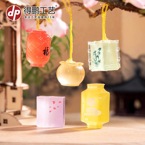 Dp <b>Miniature</b> Resin Lanterns With Silk Screen Printing Flameless Home Decoration Desktop Car Ornament - Product Image 1