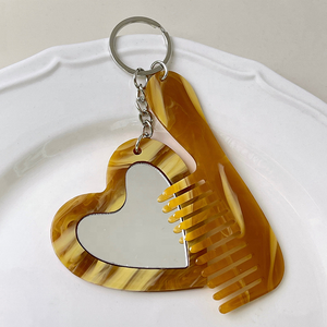 New Arrival <b>Acrylic</b> Makeup <b>Mirror</b> Comb Keychain DIY Bag Charm Accessory Promotional Hair Comb <b>Mirror</b> Durable Eco-Friendly - Product Image 2