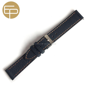 personnalisé bleu marine doux veau véritable bracelet de montre en cuir avec doublure orange 14 16 18 20 22 24 26mm - Product Image 5