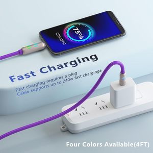 Hot Sale Led Breathing Light 4-In-1 Mobile Phone Charging Cable <b>Usb</b> Suitable Soft Silicone 240W Fast Charging Cable - Product Image 4