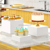 Usine SHP personnalisée en 4 étapes Rectangle clair Cube d'affichage Table des aliments blanc acrylique restauration Buffet contremarches pour présentoir de nourriture
