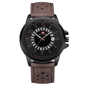 Montre-bracelet décontractée pour homme, au design audacieux et unique, avec dateurateur, bracelet en cuir noir et index lumineux, idéale pour le streetwear - Product Image 3