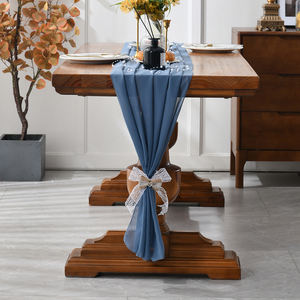 Royal <b>Purple</b> Polyester/Cotton Customized Color <b>Decorated</b> Elegant Woven Cheesecloth Table Runner for Weddings Hotels <b>Parties</b> - Product Image 3